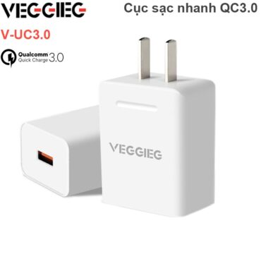 Cục sạc Điện thoại Smartphone Máy tính bảng 5V-3A QC3.0 Veggieg V-UC3.0 - Phụ Kiện Điện Tử Việt Nam
