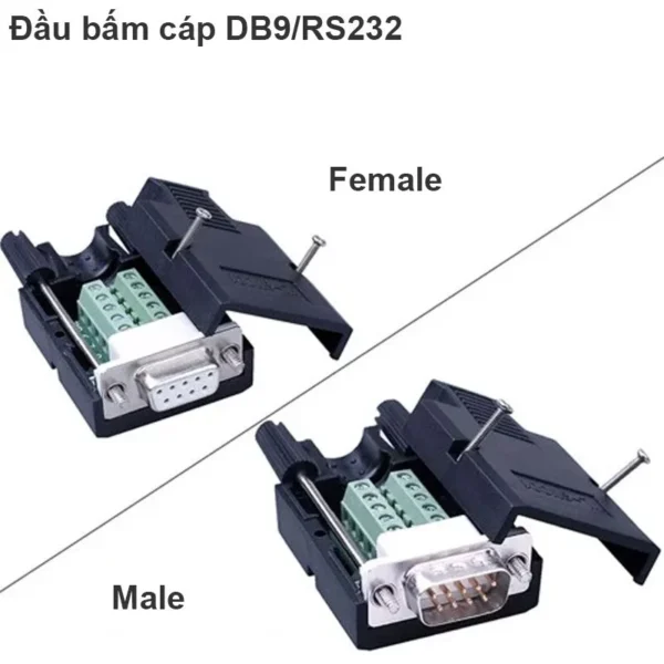 Đầu bắt vít DB9 RS232 Male - Female + Vỏ ốp HD-LINK YL-SM01G-9DM/F