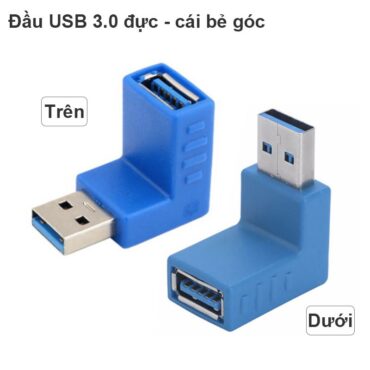 Đầu đổi USB 3.0 1 đầu đực 1 đầu cái (bẻ góc trên/dưới) - Phụ Kiện Điện Tử Việt Nam