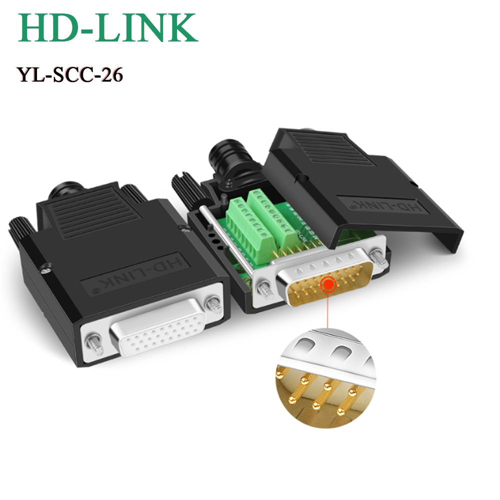 Đầu bấm cổng DB26 đực male bắt vít kèm vỏ ốp nhựa chân đồng HD-LINK YL-SCC-26M - Phụ Kiện Điện Tử Việt Nam