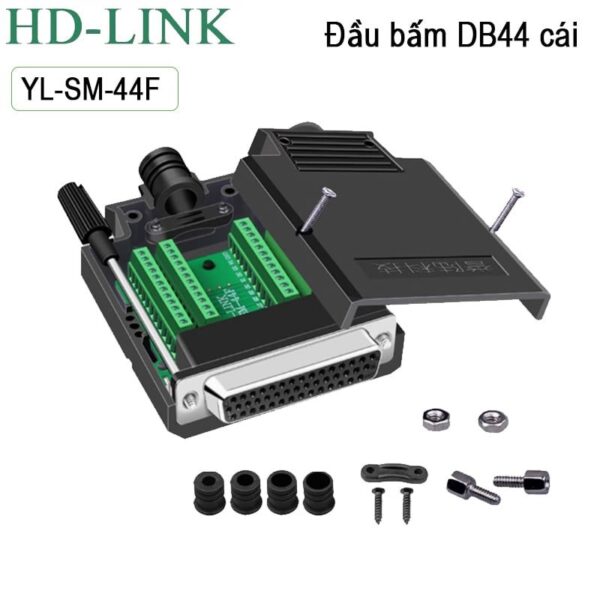 Đầu bấm cổng COM DB44  HD-LINK YL-SM-44F đầu cái kèm vỏ ốp