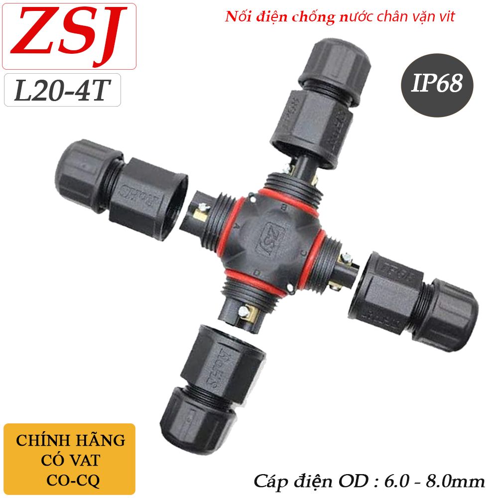 Đầu chia điện chống nước 1 ra 3 IP68 chính hãng ZSJ L20-4T 2,3,4 pin - Phụ Kiện Điện Tử Việt Nam