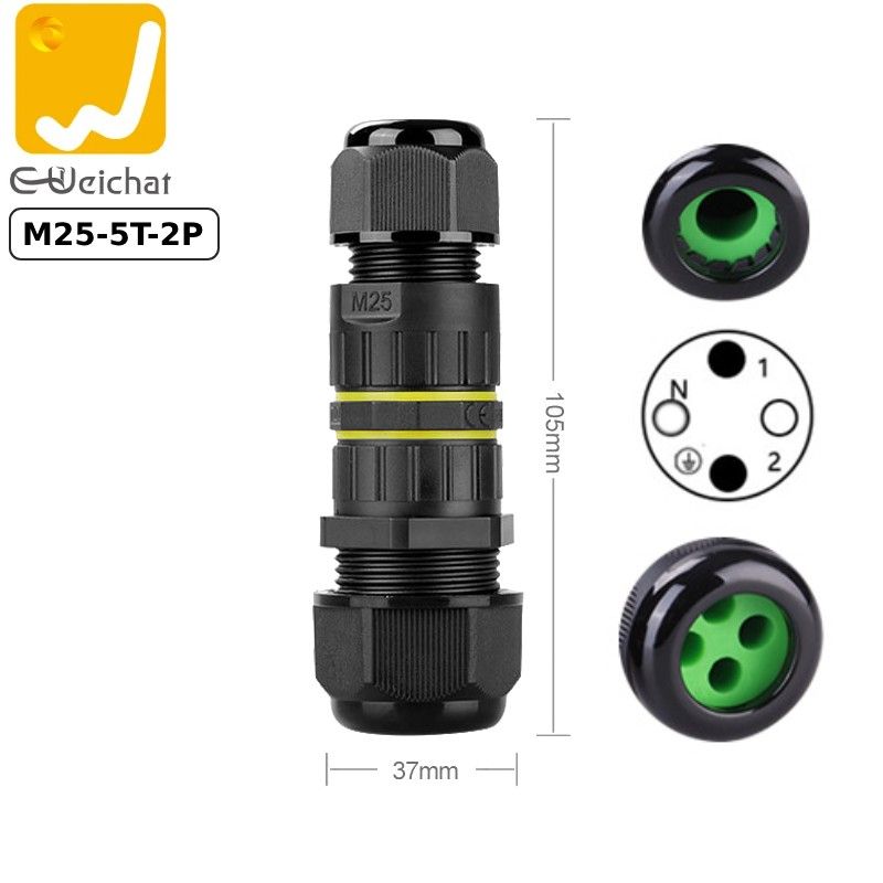 Đầu cút nối điện chia 4 dây chống nước IP68 2,3 lõi chính hãng E-Weichat EW-M25-5T - Phụ Kiện Điện Tử Việt Nam
