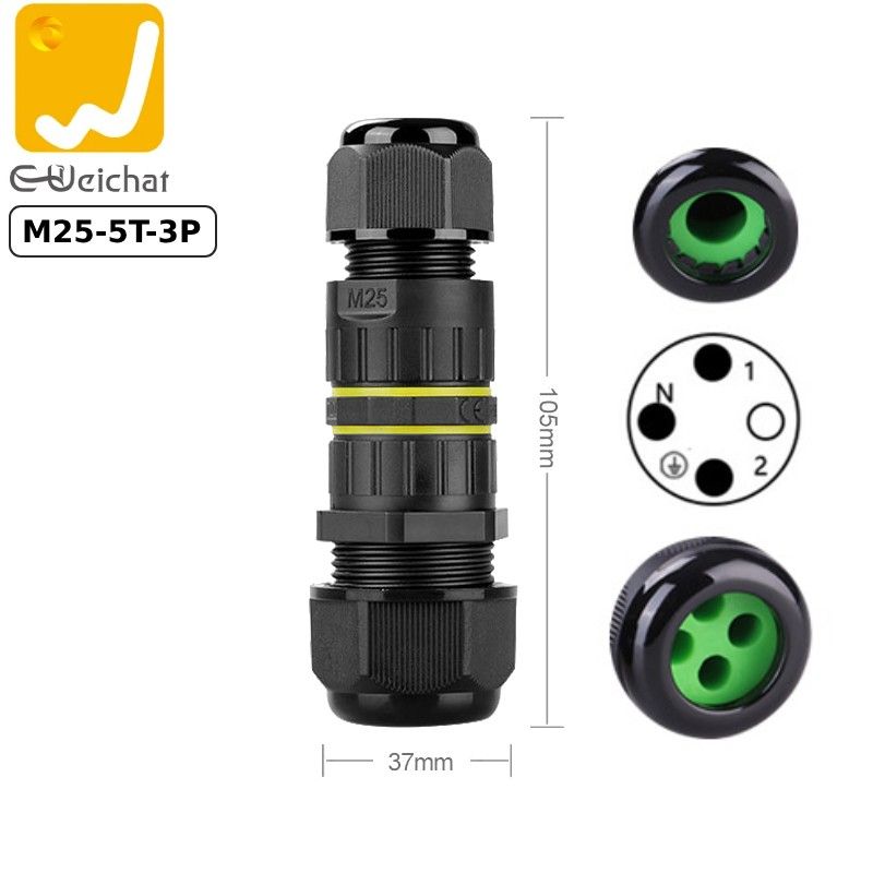 Đầu cút nối điện chia 4 dây chống nước IP68 2,3 lõi chính hãng E-Weichat EW-M25-5T - Phụ Kiện Điện Tử Việt Nam
