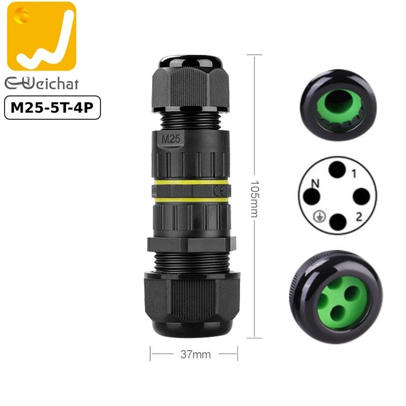 Đầu cút nối điện chia 4 dây chống nước IP68 2,3 lõi chính hãng E-Weichat EW-M25-5T - Phụ Kiện Điện Tử Việt Nam
