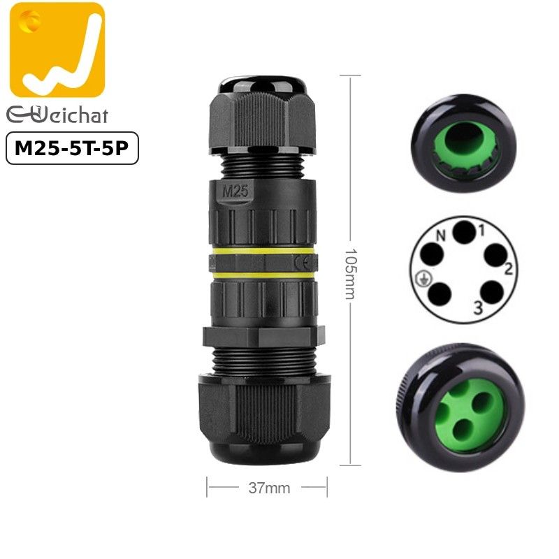 Đầu cút nối điện chia 4 dây chống nước IP68 2,3 lõi chính hãng E-Weichat EW-M25-5T - Phụ Kiện Điện Tử Việt Nam