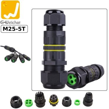 Đầu cút nối điện chia 4 dây chống nước IP68 2,3 lõi chính hãng E-Weichat EW-M25-5T - Phụ Kiện Điện Tử Việt Nam