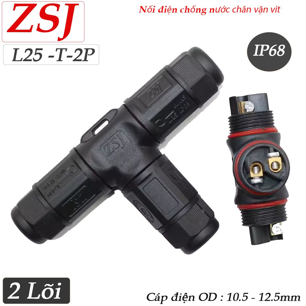 Đầu nối điện ngoài trời phân nhánh chữ T - 3 lõi chống nước IP68 8-15mm ZSJ L25T3 - Phụ Kiện Điện Tử Việt Nam