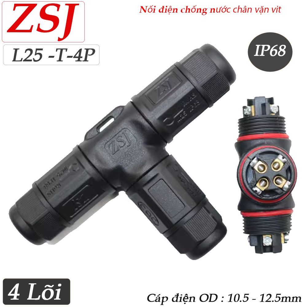 Đầu nối điện ngoài trời phân nhánh chữ T - 3 lõi chống nước IP68 8-15mm ZSJ L25T3 - Phụ Kiện Điện Tử Việt Nam