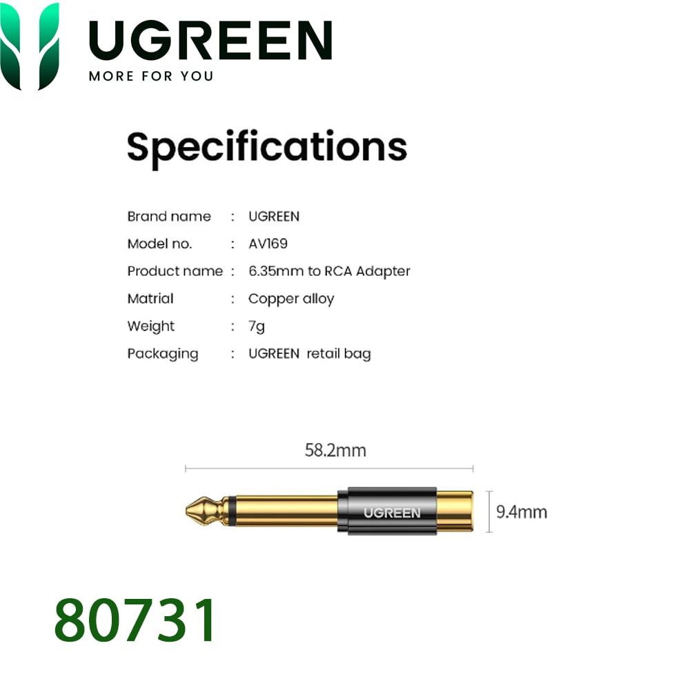 Đầu chuyển đổi âm thanh 6.5 mono đực sang AV RCA cái Ugreen 80731 - Phụ Kiện Điện Tử Việt Nam