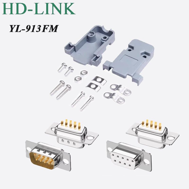 Đầu hàn COM DB9 RS232 chân đồng vỏ ốp nhựa cứng HD-LINK YL-913F/M - Phụ Kiện Điện Tử Việt Nam