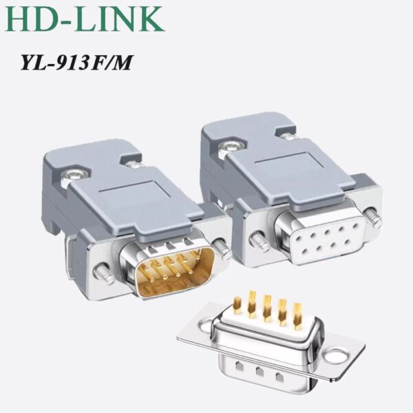 Đầu hàn COM DB9 RS232 chân đồng vỏ ốp nhựa cứng HD-LINK YL-913F/M