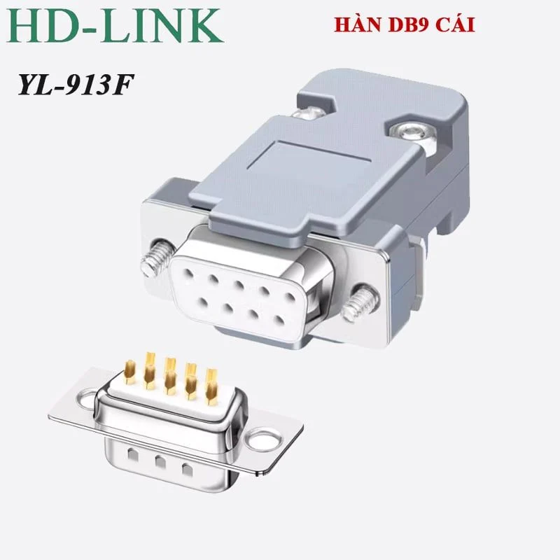 Đầu hàn COM DB9 RS232 chân đồng vỏ ốp nhựa cứng HD-LINK YL-913F/M - Phụ Kiện Điện Tử Việt Nam