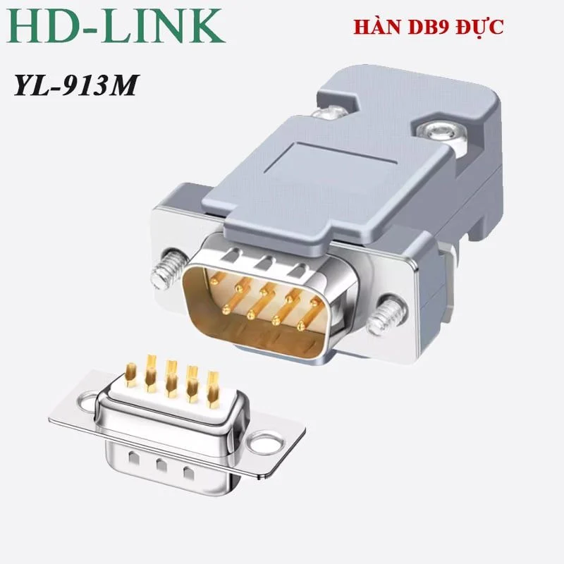 Đầu hàn COM DB9 RS232 chân đồng vỏ ốp nhựa cứng HD-LINK YL-913F/M - Phụ Kiện Điện Tử Việt Nam