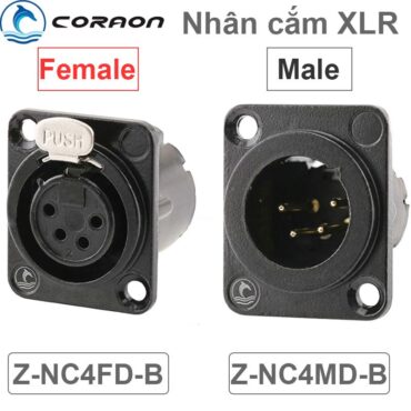 Đầu hàn cổng XLR 4PIN Male - Female gắn trên tường bảng điều khiển Coraon Z-NC4MD-LX-B / Z-NC4FD-LX-B - Phụ Kiện Điện Tử Việt Nam