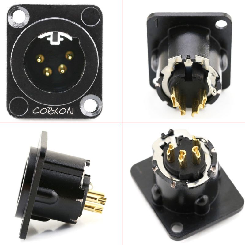 Đầu hàn cổng XLR 4PIN Male - Female gắn trên tường bảng điều khiển Coraon Z-NC4MD-LX-B / Z-NC4FD-LX-B - Phụ Kiện Điện Tử Việt Nam