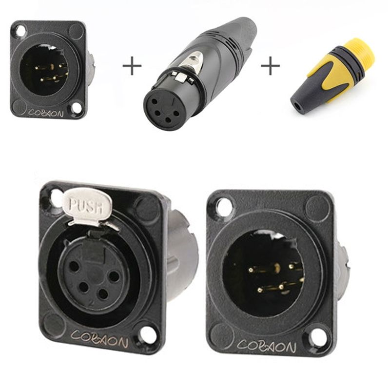 Đầu hàn cổng XLR 4PIN Male - Female gắn trên tường bảng điều khiển Coraon Z-NC4MD-LX-B / Z-NC4FD-LX-B - Phụ Kiện Điện Tử Việt Nam