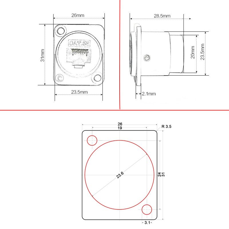 Đầu cắm bấm cáp mạng âm tường âm sàn CAT5 I Nhân mạng RJ45/CAT5E âm tườngCoraon Z-RJ45 - Phụ Kiện Điện Tử Việt Nam