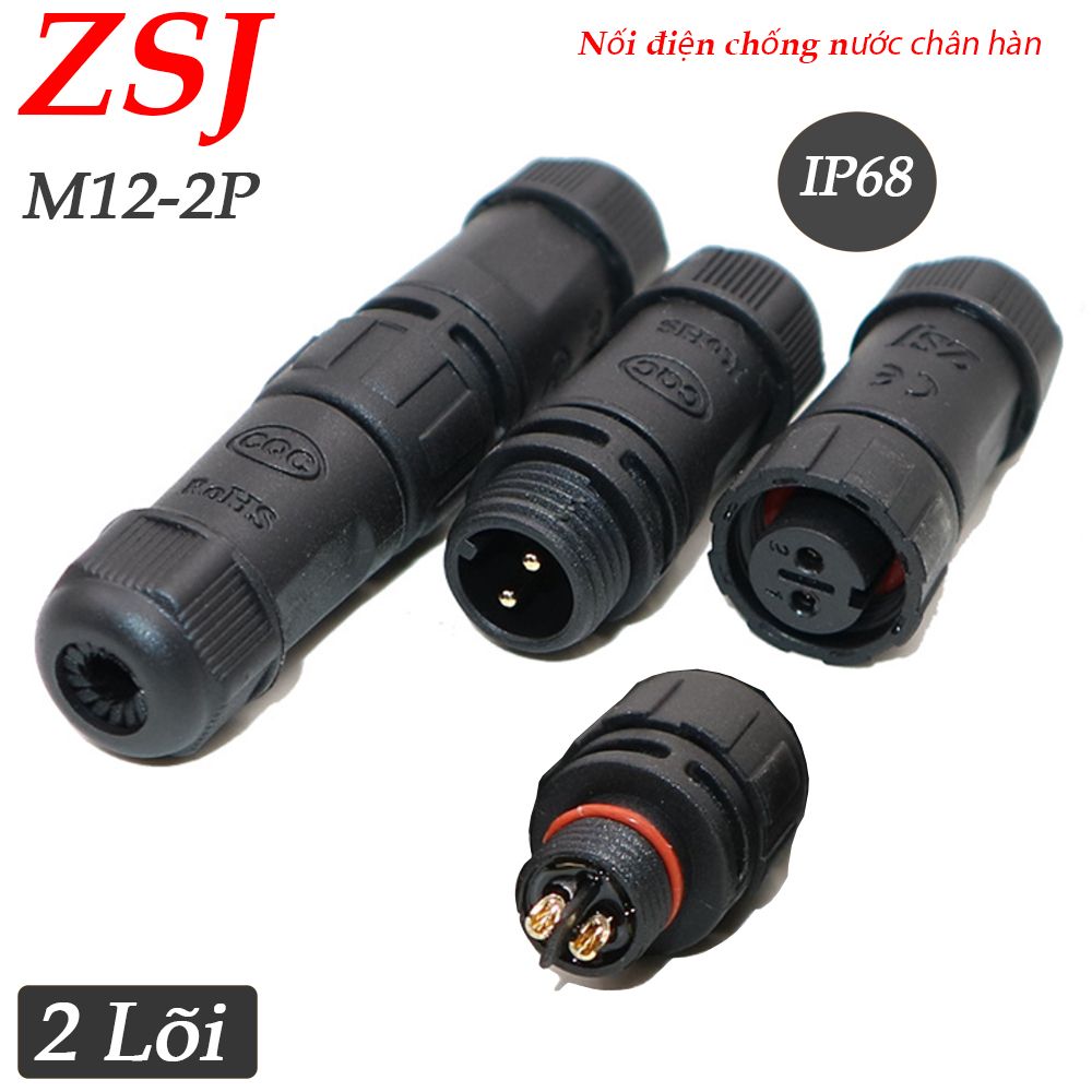 Đầu nối dây điện chống nước 2,3,4,5 lõi chuẩn IP68 chính hãng ZSJ M12 chân hàn - Phụ Kiện Điện Tử Việt Nam