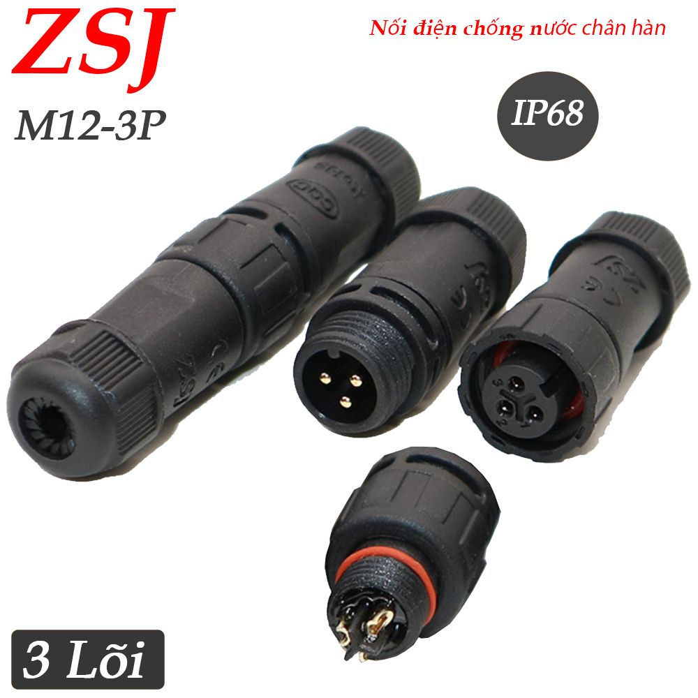 Đầu nối dây điện chống nước 2,3,4,5 lõi chuẩn IP68 chính hãng ZSJ M12 chân hàn - Phụ Kiện Điện Tử Việt Nam