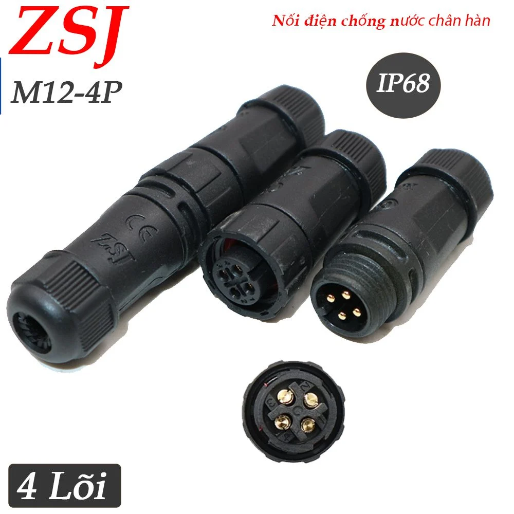 Đầu nối dây điện chống nước 2,3,4,5 lõi chuẩn IP68 chính hãng ZSJ M12 chân hàn - Phụ Kiện Điện Tử Việt Nam