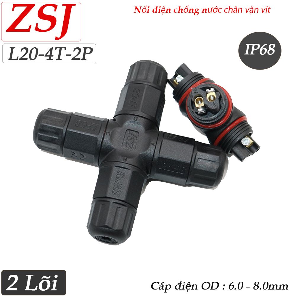 Đầu chia điện chống nước 1 ra 3 IP68 chính hãng ZSJ L20-4T 2,3,4 pin - Phụ Kiện Điện Tử Việt Nam