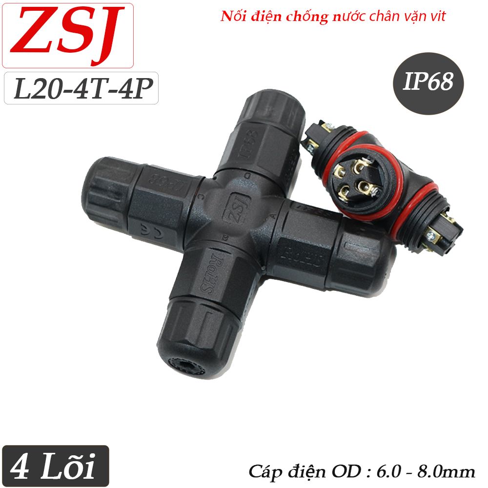 Đầu chia điện chống nước 1 ra 3 IP68 chính hãng ZSJ L20-4T 2,3,4 pin - Phụ Kiện Điện Tử Việt Nam
