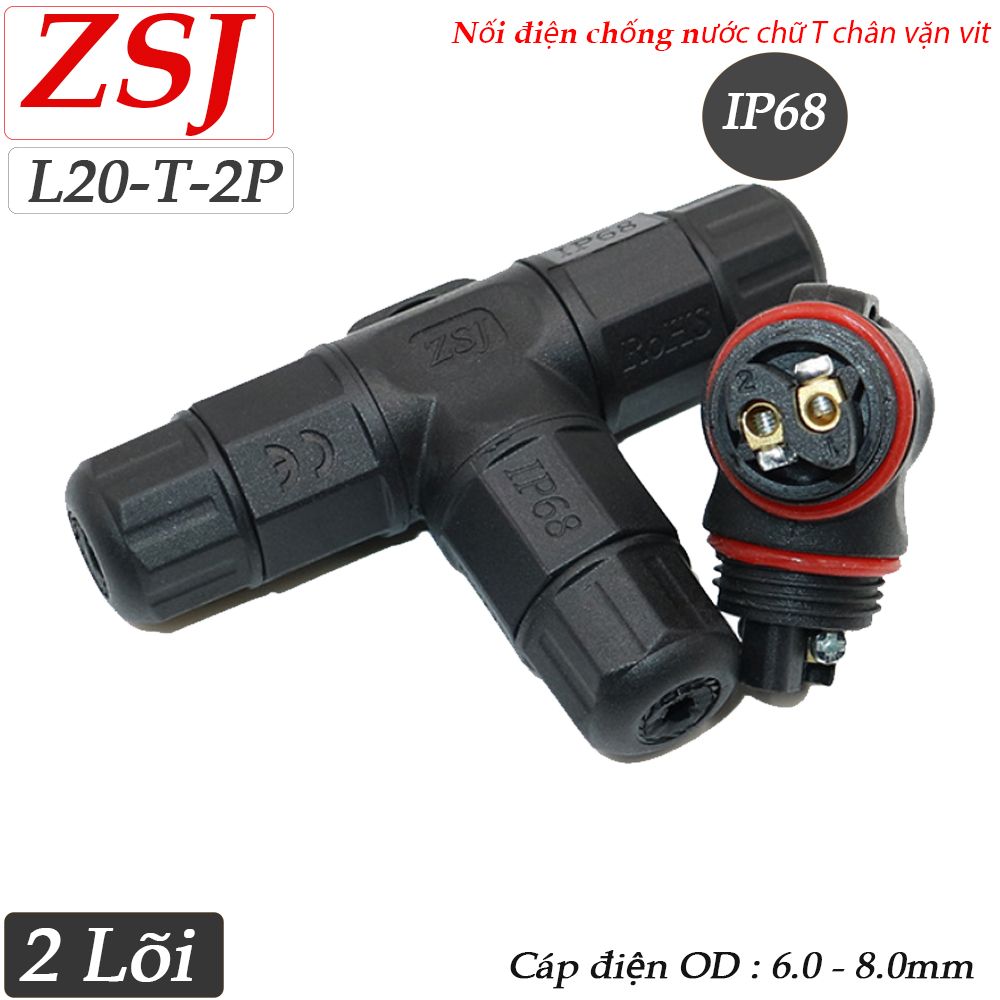 Đầu nối điện chống nước 3 ngả chữ T IP68 chính hãng ZSJ L20-T 2,3,4 pin - Phụ Kiện Điện Tử Việt Nam