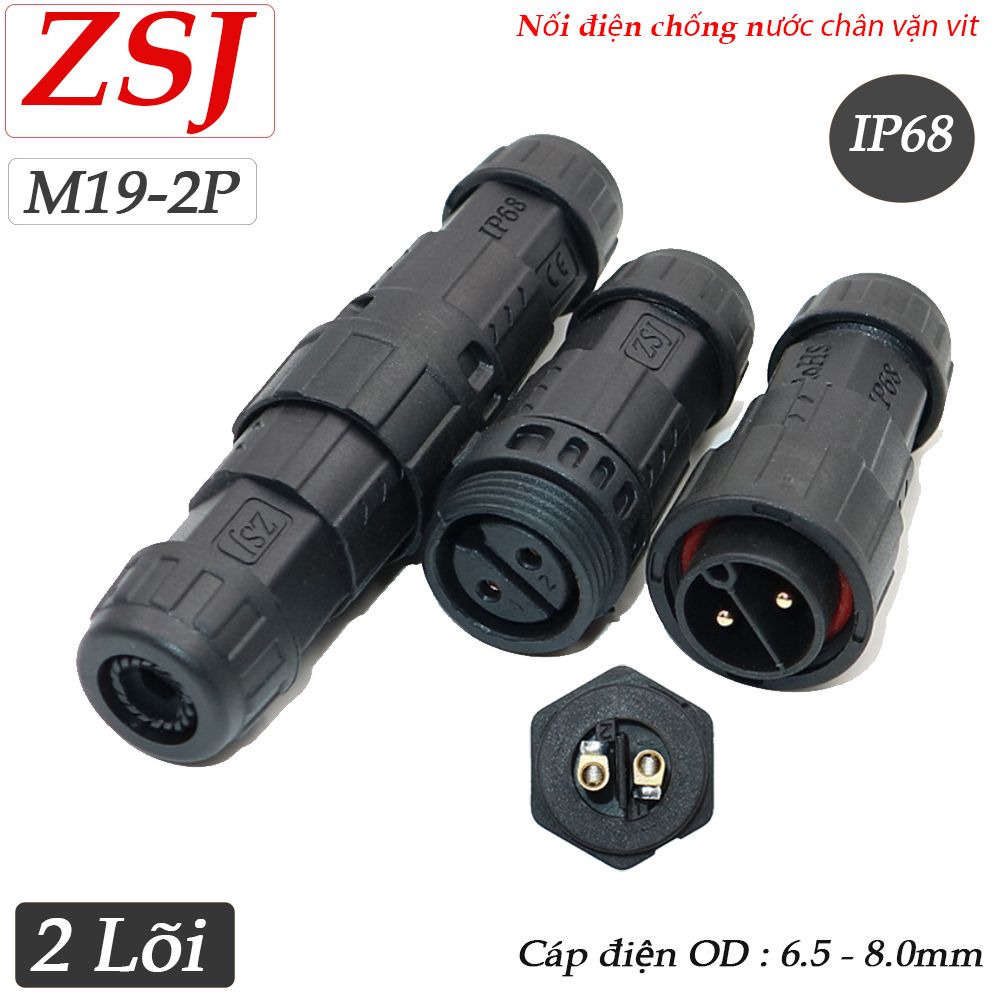 Đầu nối dây điện chống nước chuẩn IP68 chính hãng ZSJ M19 2,3,4,5 lõi chân bắt vít - Phụ Kiện Điện Tử Việt Nam