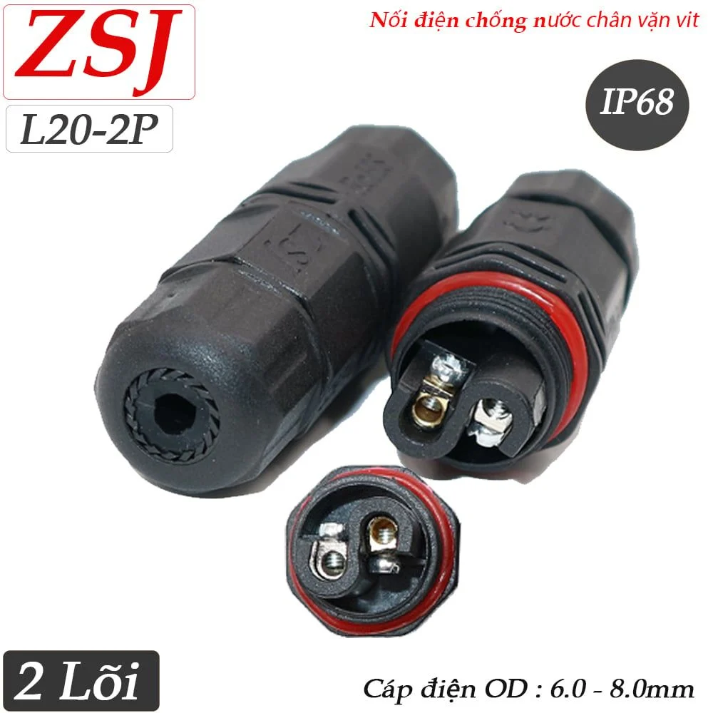 Đầu nối điện chống nước thẳng chữ i IP68 ZSJ L20 2 pin, 3 pin, 4 pin - Phụ Kiện Điện Tử Việt Nam