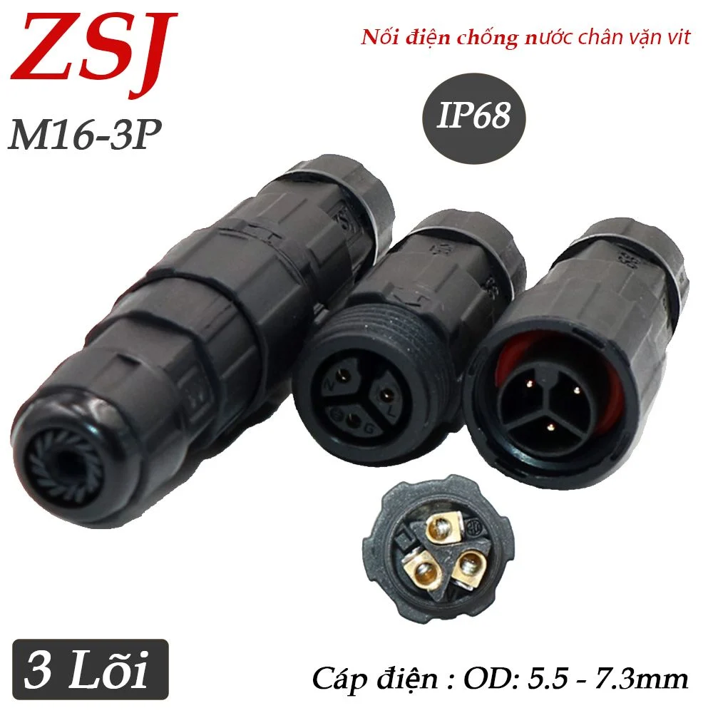 Đầu nối dây điện chống nước 2 3 4 lõi chuẩn IP68 chính hãng ZSJ M16 - Phụ Kiện Điện Tử Việt Nam
