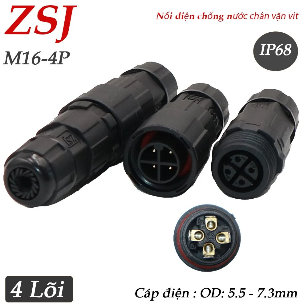 Đầu nối dây điện chống nước 2 3 4 lõi chuẩn IP68 chính hãng ZSJ M16 - Phụ Kiện Điện Tử Việt Nam