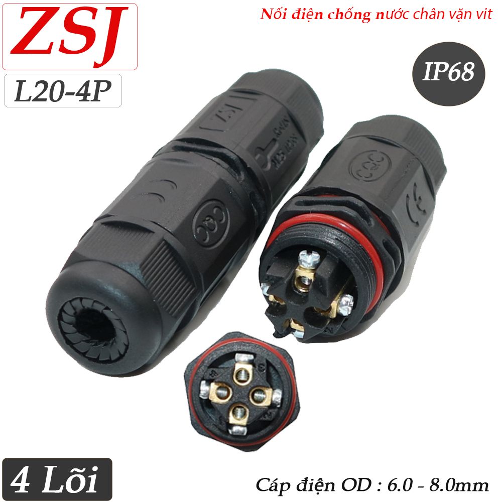 Đầu nối điện chống nước thẳng chữ i IP68 ZSJ L20 2 pin, 3 pin, 4 pin - Phụ Kiện Điện Tử Việt Nam