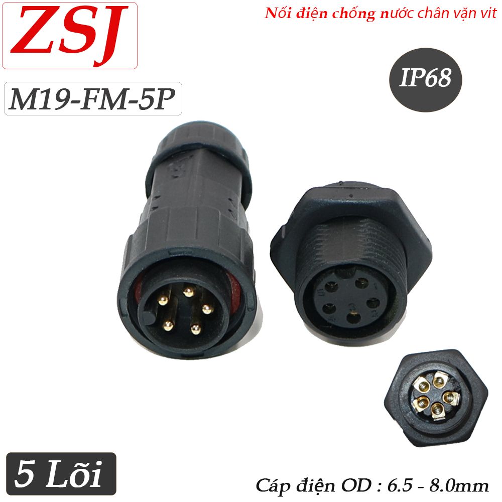 Đầu nối dây điện chống nước lắp bảng điều khiển IP68 chính hãng ZSJ M19-FP - Phụ Kiện Điện Tử Việt Nam
