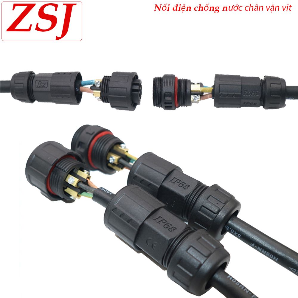Đầu nối dây điện chống nước chuẩn IP68 chính hãng ZSJ M19 2,3,4,5 lõi chân bắt vít - Phụ Kiện Điện Tử Việt Nam