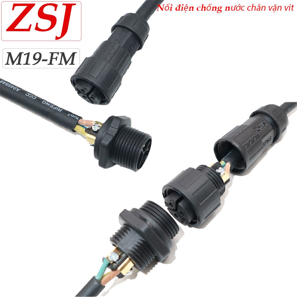 Đầu nối dây điện chống nước lắp bảng điều khiển IP68 chính hãng ZSJ M19-FP - Phụ Kiện Điện Tử Việt Nam