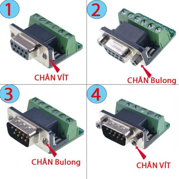 Đầu jack đấu nối giao tiếp DB9 RS232 RS422 RS485