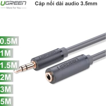Cáp audio 3.5mm nối dài 0.5M 1M 1.5M 2M 3M 5M Ugreen (vỏ nhựa màu đen) - Phụ Kiện Điện Tử Việt Nam