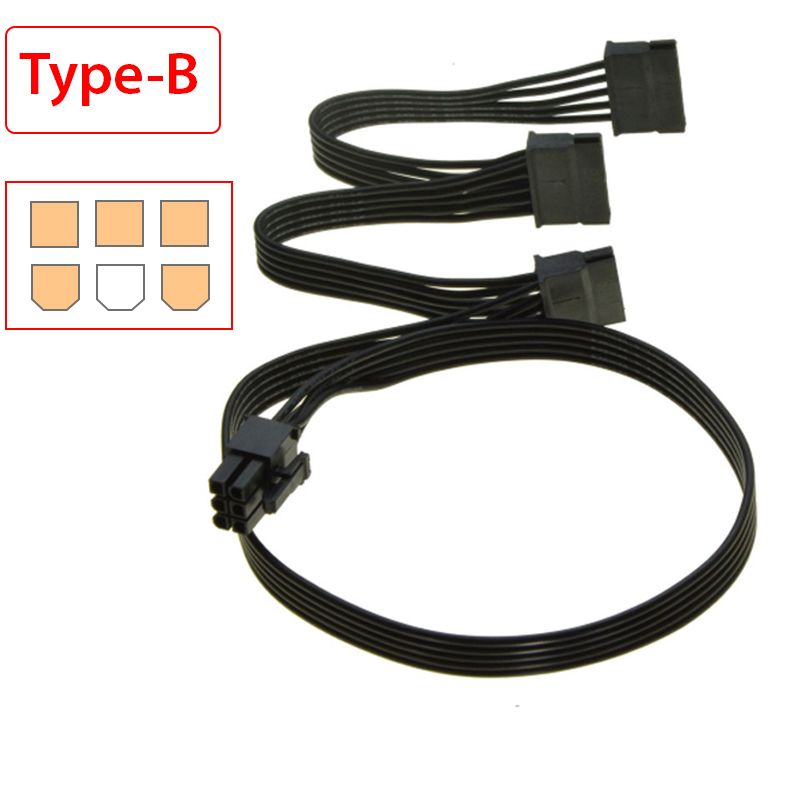 Cáp đổi nguồn 6PIN ra 3 SATA type-B - Phụ Kiện Điện Tử Việt Nam