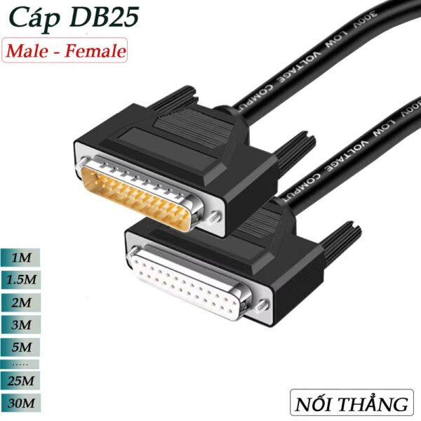 Cáp COM DB25 Cáp RS232 25 chân đực sang cái 1.5M 3M 5M 10M 15M 20M 25M 30M 40M