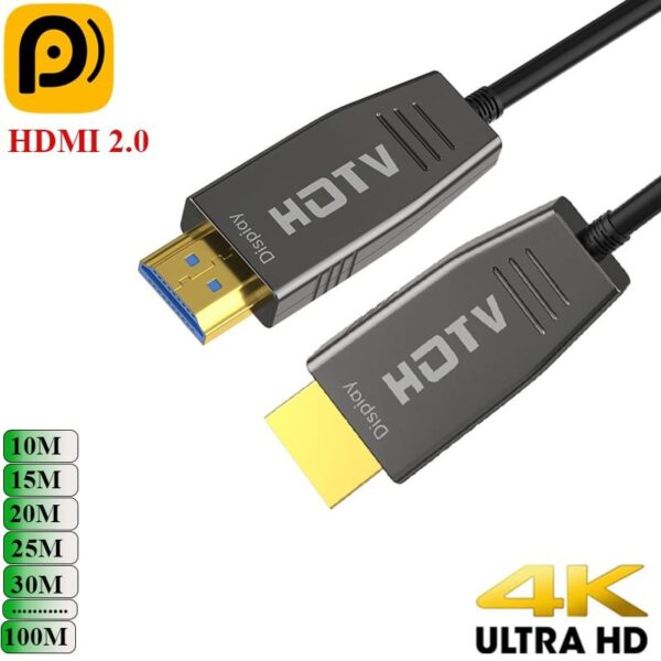 Dây cáp HDMI 2.0 sợi quang chuẩn 4K nhỏ nhẹ dài từ 10 đến 100M