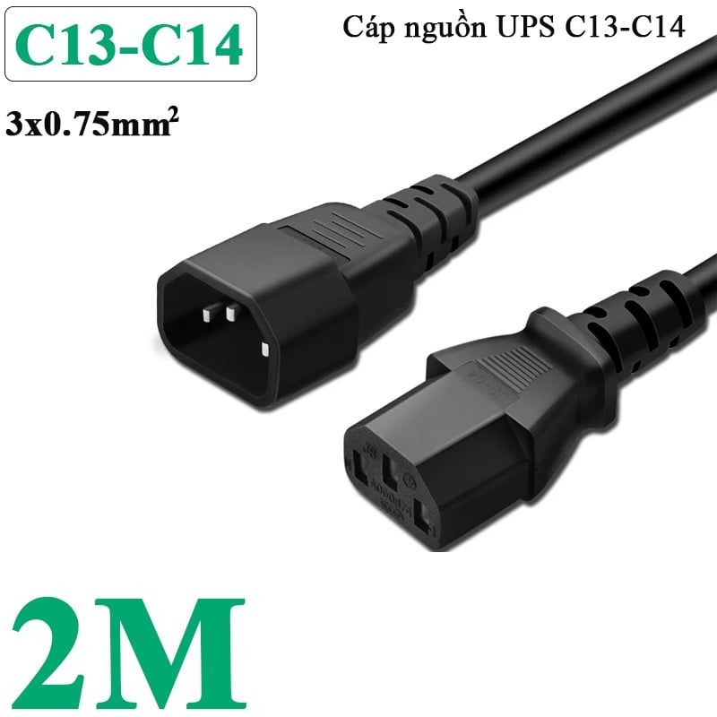 Cáp nguồn C13 C14 Cáp nguồn UPS - DPU Server 3x0.75mm 10A-250V 1 mét 1.8 mét 3 mét - Phụ Kiện Điện Tử Việt Nam