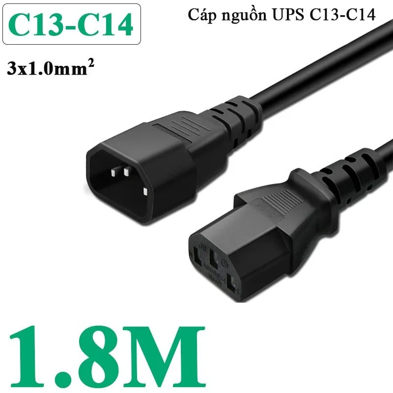Cáp nguồn C13 C14 3x1mm 10A-250V 1 mét 1.8 mét 3 mét - Phụ Kiện Điện Tử Việt Nam