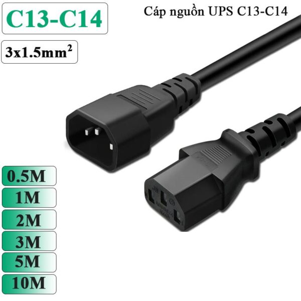 Cáp nguồn C13 C14 3x1.5mm 10A-250V 1 mét 1.8 mét 3 mét