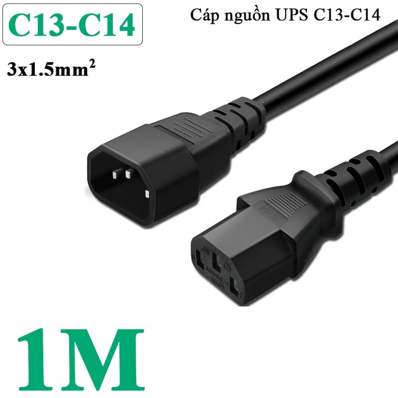 Cáp nguồn C13 C14 3x1.5mm 10A-250V 1 mét 1.8 mét 3 mét - Phụ Kiện Điện Tử Việt Nam