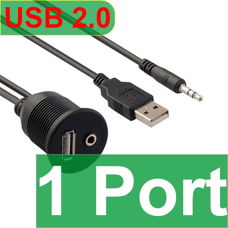 Ổ cắm nối dài USB 2.0 và audio 3.5mm bắt vít cố định 1 mét - 3.5mm + USB A 2.0 Female Male Waterproof Aux Audio Extension Cable Dash Mount - Phụ Kiện Điện Tử Việt Nam