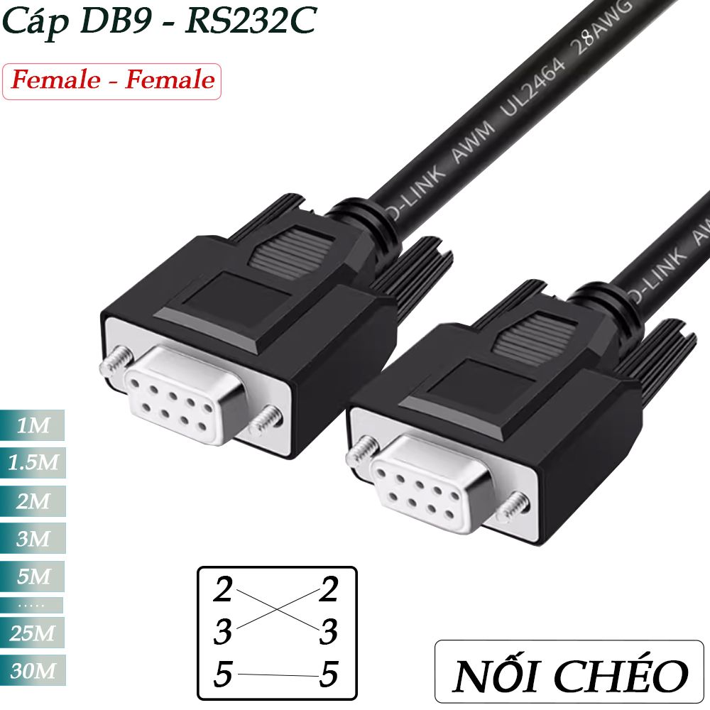 Cáp cổng COM RS232C nối chéo 2M | 3M | 5M | 10M | 15M | 20M - Phụ Kiện Điện Tử Việt Nam