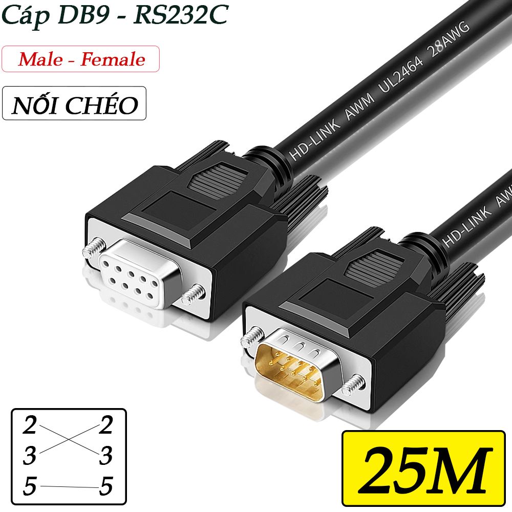 Cáp cổng COM RS232C nối chéo 2M | 3M | 5M | 10M | 15M | 20M - Phụ Kiện Điện Tử Việt Nam