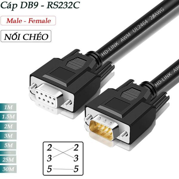 Cáp cổng COM RS232C nối chéo 2M | 3M | 5M | 10M | 15M | 20M