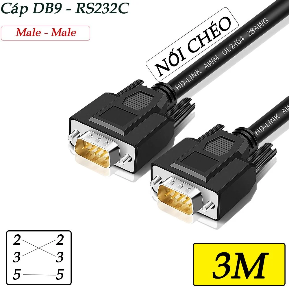 Cáp cổng COM RS232C nối chéo 2M | 3M | 5M | 10M | 15M | 20M - Phụ Kiện Điện Tử Việt Nam